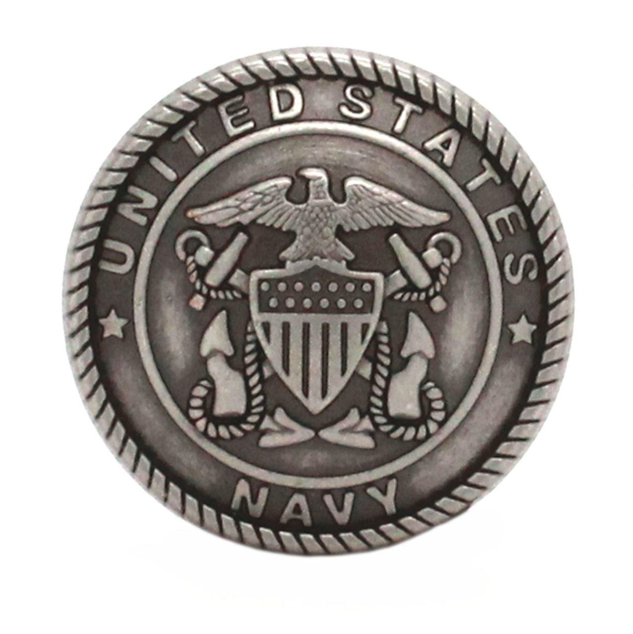 Concho Logo - Navy Logo Antique Nickel Screw Back Concho 1-1/4