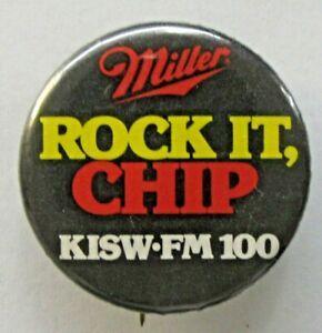 KISW Logo - Details about 1987 MILLER ROCK IT CHIP KISW FM-100 pinback button  Hydroplane boat racing b1