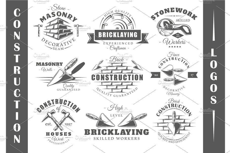 Masonary Logo - Brick and Mortar Stone Masonry and C ~ Logo Templates ~ Creative Market