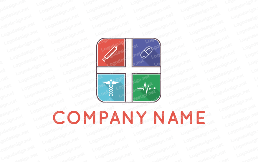 Syringe Logo - medical syringe capsule heart beat squares | Logo Template by ...
