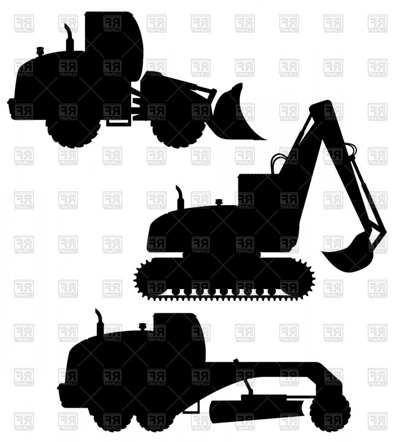 Grader Logo - Silhouettes Of Bulldozer Excavator Grader Car Equipment For Road ...