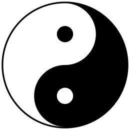 Black and White Half Circle Mountain Logo - Yin and yang