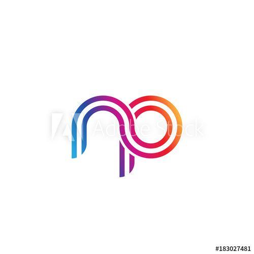 NP Logo - Initial lowercase letter np, linked outline rounded logo, colorful ...