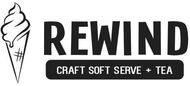 Rewind Logo - Rewind. Ice Cream + Tea