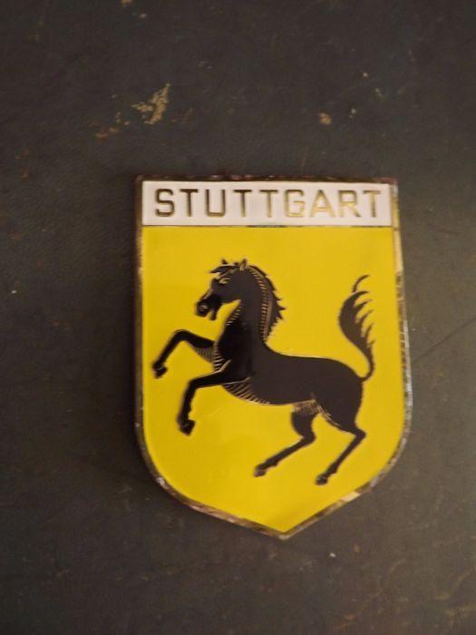 Stuttgart Logo - Enamel Brass grille badge Stuttgart horse as in the Porsche