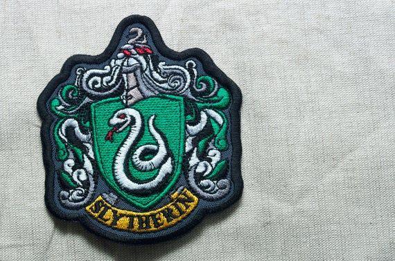 Slytherin Logo - Patch iron-on. Sew on. Slytherin logo. Size 4x3.5 inches. 99x90 mm.