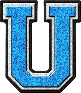 Blue Letter U Logo - Presentation Alphabets: Light Blue Varsity Letter U