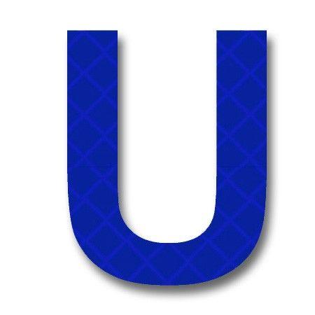 Blue Letter U Logo - AfterGlow - Retroreflective 2 inch Letter 