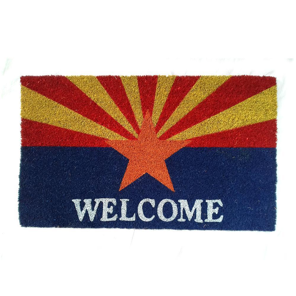 TrafficMaster Logo - TrafficMASTER Printed Arizona 18 in. x 30 in. Vinyl Backed Natural Printed  with Red Star Welcome Door Mat