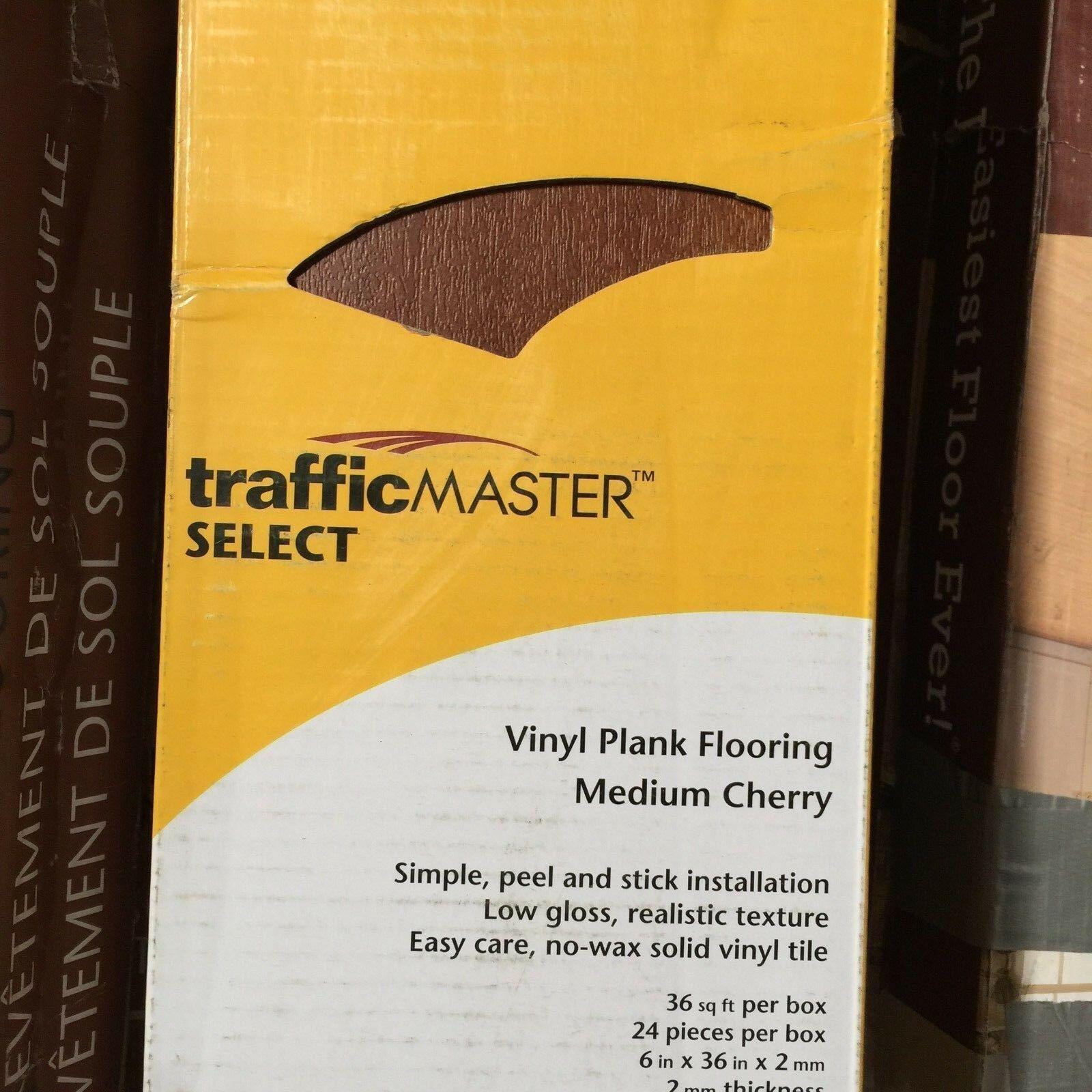 TrafficMaster Logo - Details about TrafficMaster Select Vinyl Medium Cherry 24 Planks 36 Sq Ft  Per Box 2mm 6