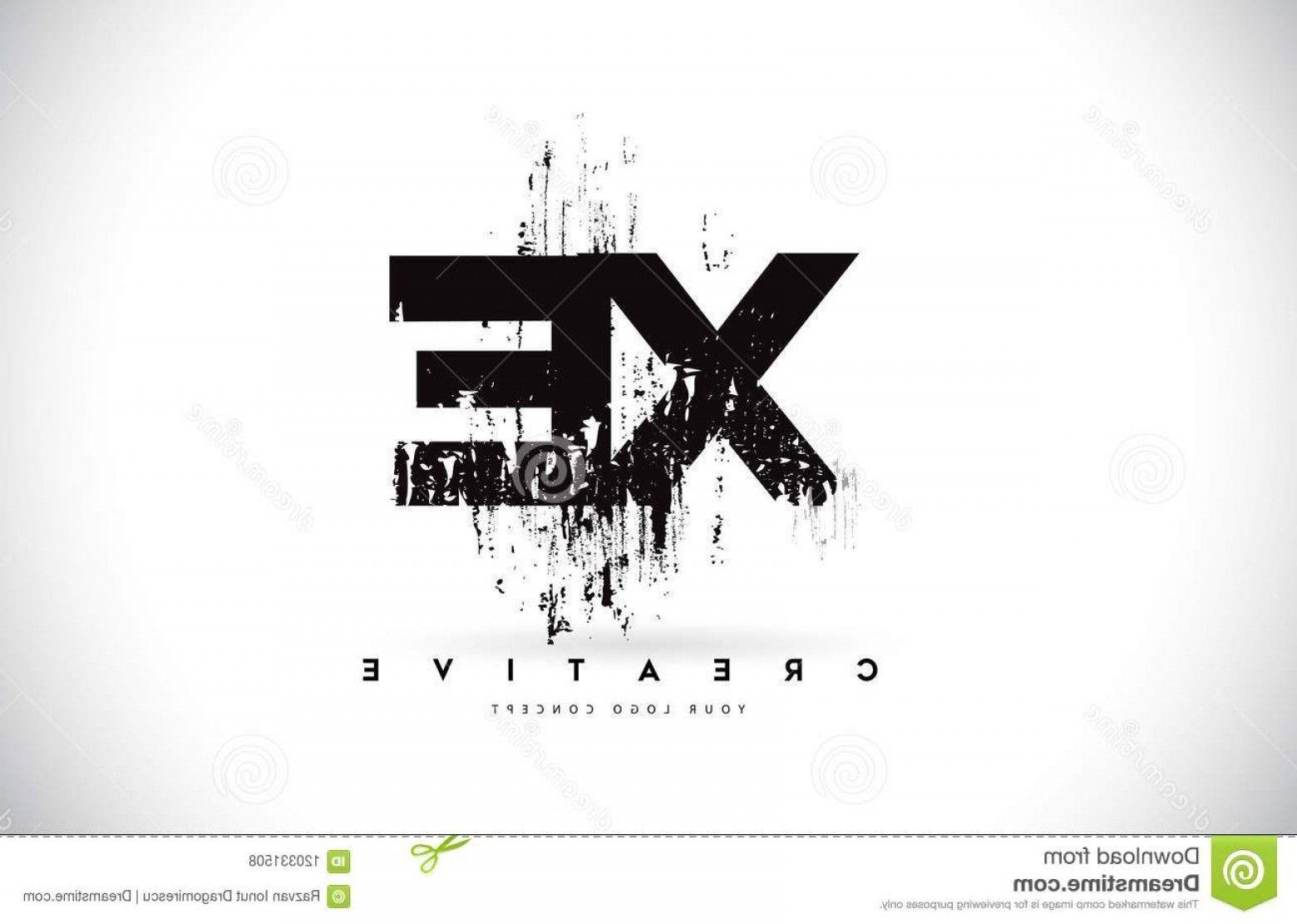 Xe.com Logo - Xe E Grunge Brush Letter Logo Design Black Colors Vector Il Xe E ...