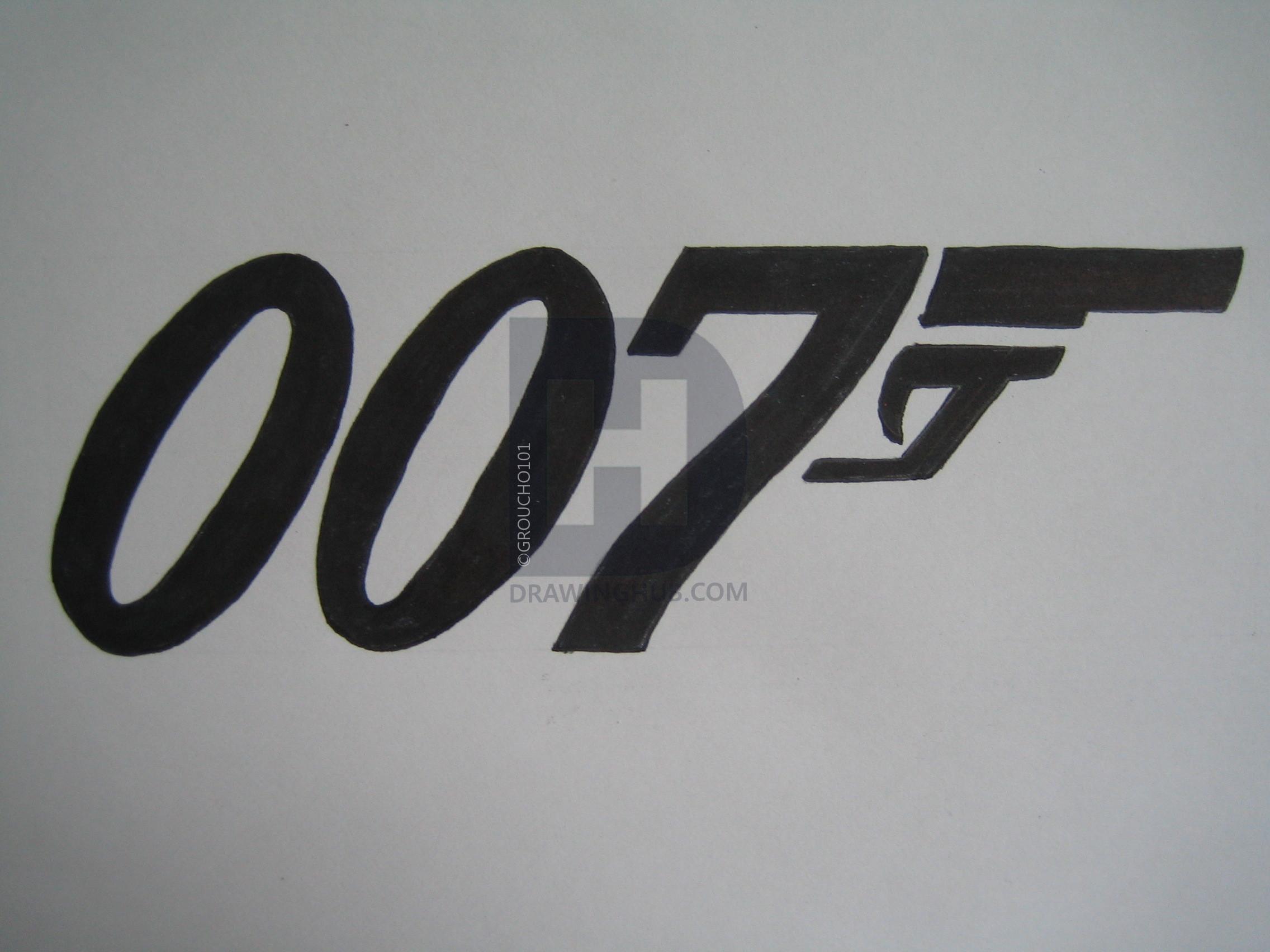 OO7 Logo - How To Draw The 007 Logo, Step by Step, Drawing Guide,