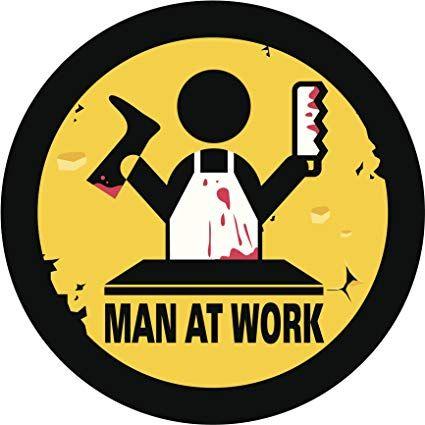 Serial Logo - Amazon.com: MAN AT WORK SERIAL KILLER BUTCHER LOGO YELLOW BLACK RED ...