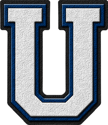 Blue Letter U Logo - Presentation Alphabets: White & Royal Blue Varsity Letter U