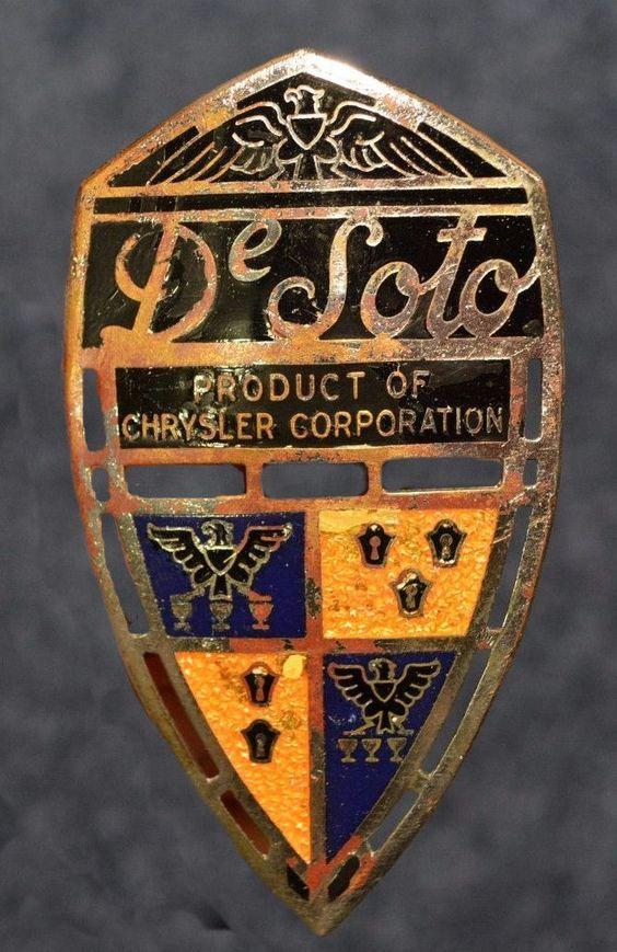 DeSoto Logo - 1930's Shield Desoto Badge:. Desoto. Car badges, Antique cars