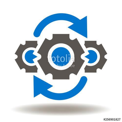 Processing Logo - Gear mechanism arrows round processing icon vector. Operations logo
