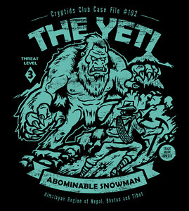 Cryptozoology Logo - Details about THE YETI Abominable Snowman Hymalayan Mountians Cryptozoology  Mens T-Shirt MED