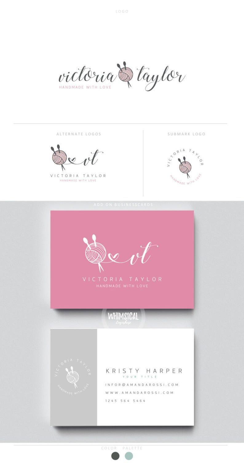 Muhi Logo - KNITTING LOGO 1 branding initials businesscards simple modern feminine  branding- logo Identity for Handmade products store etsy store yarn