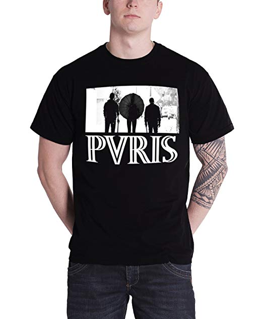 Pvris Logo - Amazon.com: Pvris Band Shot Distressed Logo Official Mens New Black ...