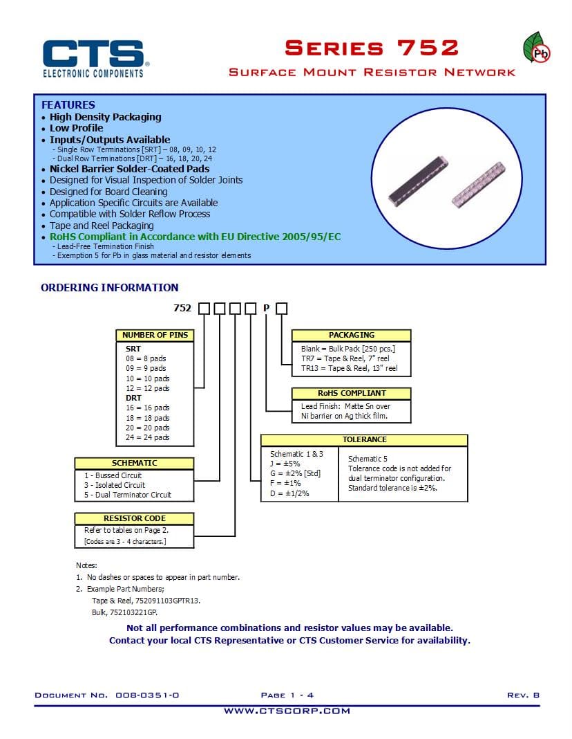 Tusonix Logo - Tusonix / CTS Resistor Networks & Arrays Datasheets | Mouser