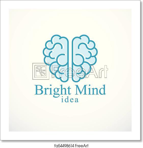 Anatomical Logo - Free art print of Bright Mind vector logo or icon with human anatomical brain. Thinking and brainstorming concept