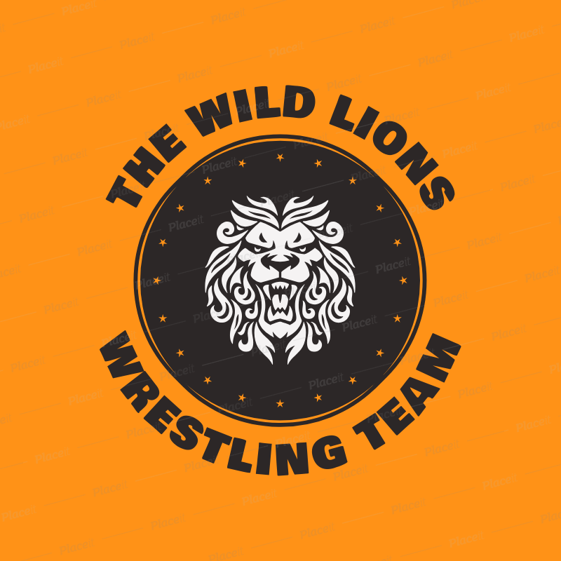 Wrestler Logo - Wrestler Logo Maker for Wrestling Team with Lion Icon 1541e