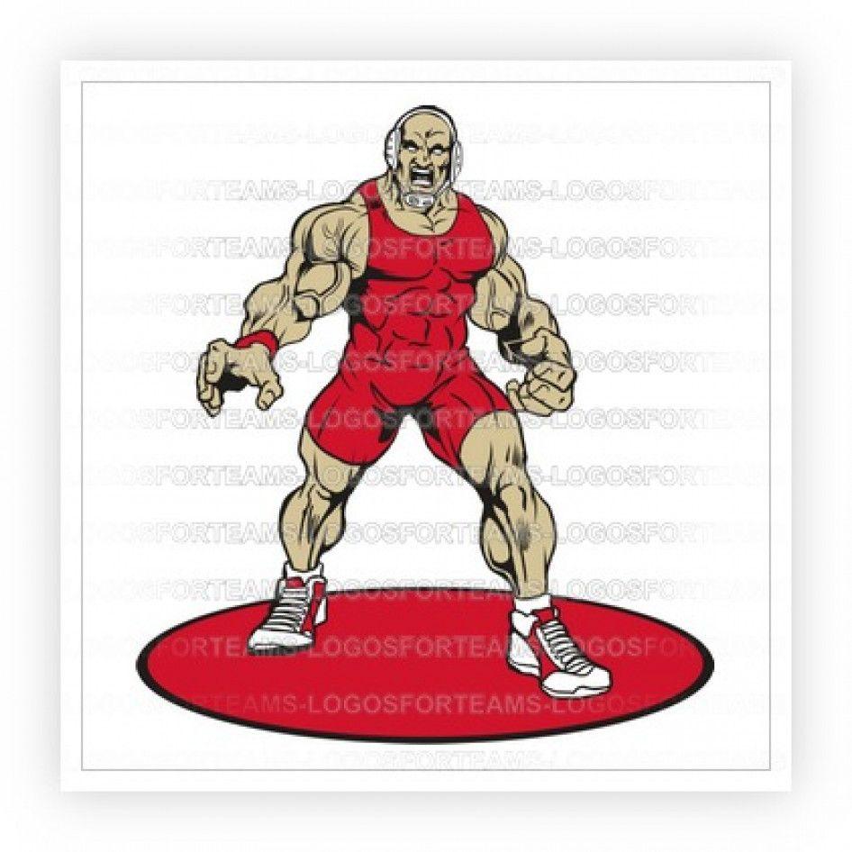Wrestler Logo - Sports Logo Part of Color Wrestler Standing On Wrestling Mat Circle