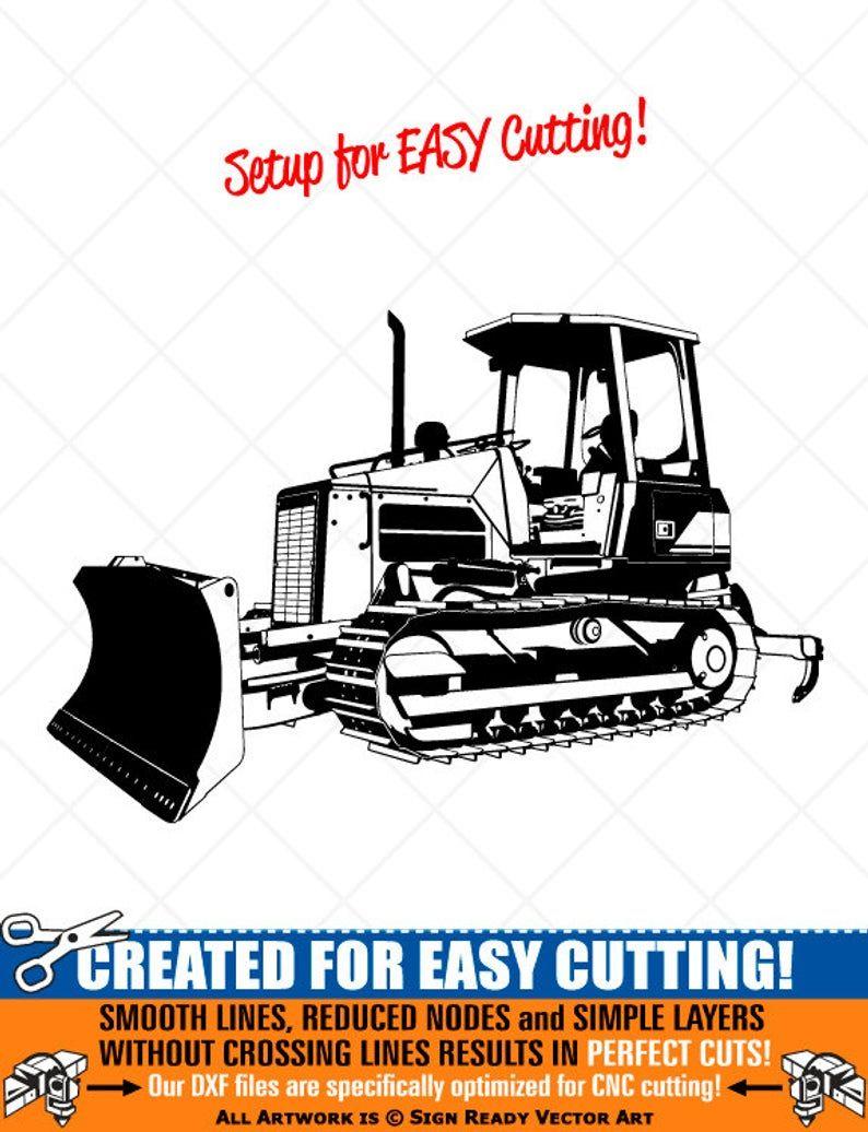 Bulldozer Logo - Detailed Bulldozer Clipart -Vector Clip Art Graphics-Digital Download-Cut  Ready Files-CNC-Vinyl Sign Design-Logo-eps, ai, svg, dxf, png, pdf