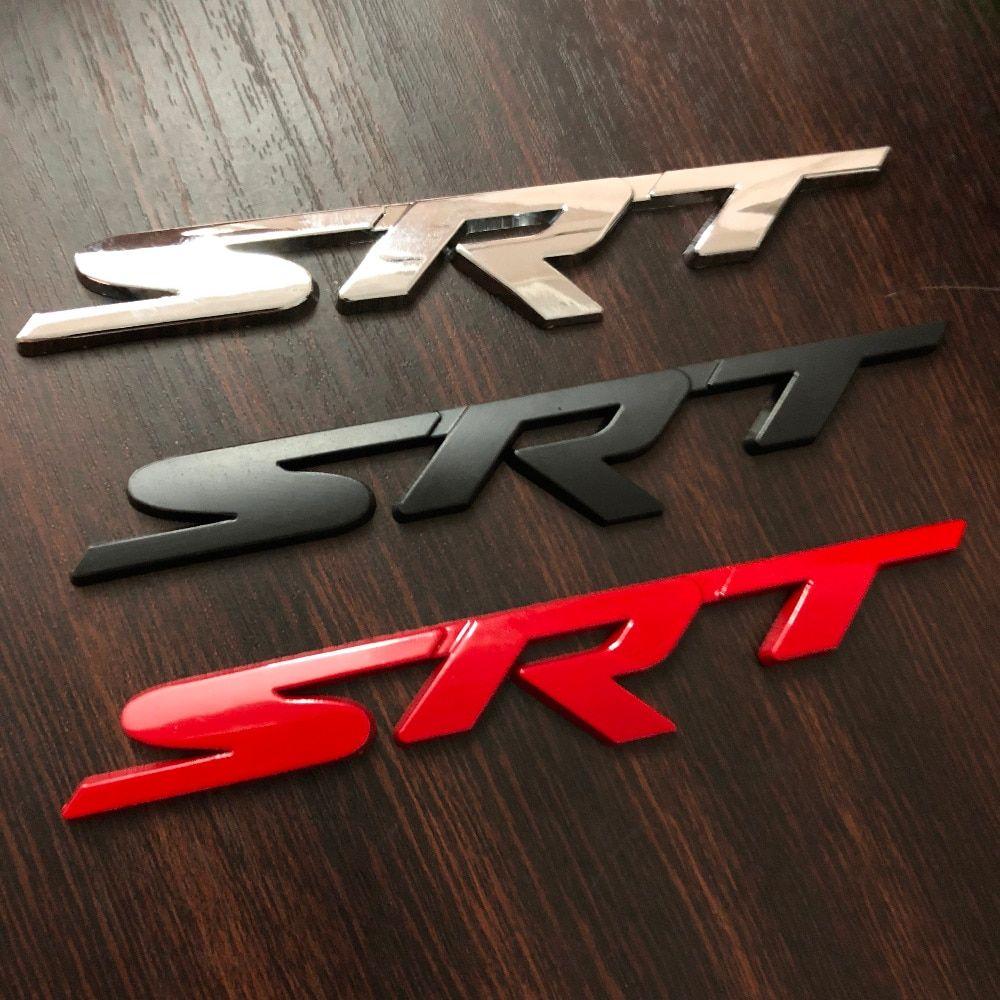 SRT Logo - US $1.4 |1X New Black Red Chrome SRT 3D metal car logo side emblem sticker  rear Trunk badge Decals styling -in Car Stickers from Automobiles & ...