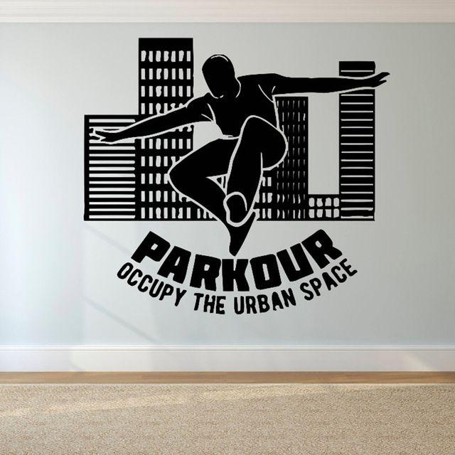 Parkour Logo - US $8.98 25% OFF|Parkour Logo Wall Sticker Free Running Wall Decal Tracers  Jump Sports Wall Poster Teen Boys Gift Extreme Sport Wall Mural L733-in ...