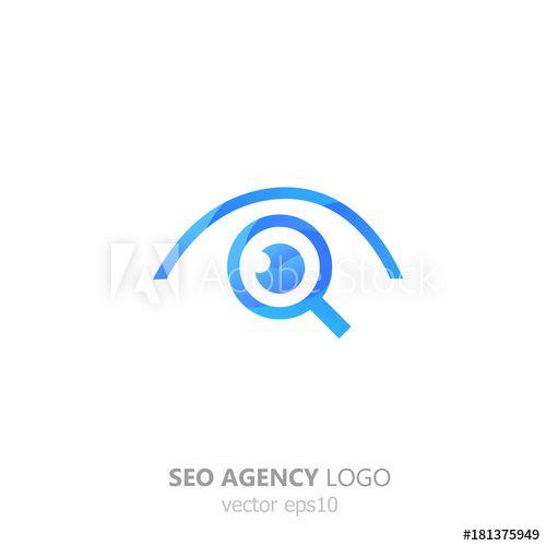 Setup Logo - Logo of the seo agency. Magnifying glass eye. Search and setup