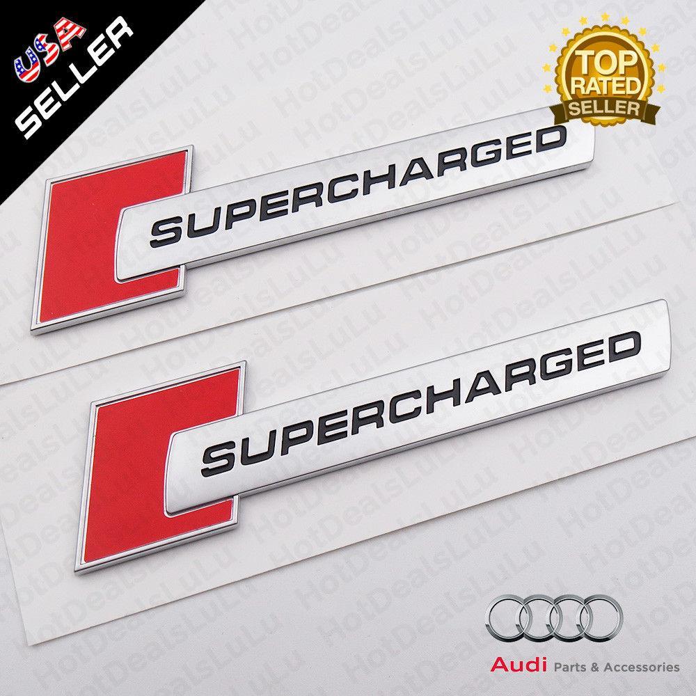 Supercharged Logo - Audi OEM ABS SuperCharged Side Fender Marker Logo Emblem Badge Decoration  Left & Right