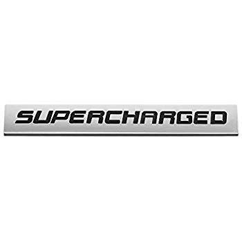 Supercharged Logo - Chrome Finish Metal Emblem Supercharged Badge Black