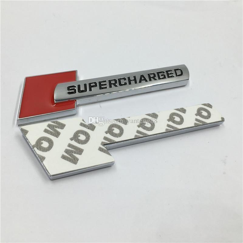 Supercharged Logo - 10pcs Car 3D Metal Chrome Supercharged Emblem Badge Side Front Logo Decal  For Audi a6 A6L A7 A8L Q5 Q7 A4L
