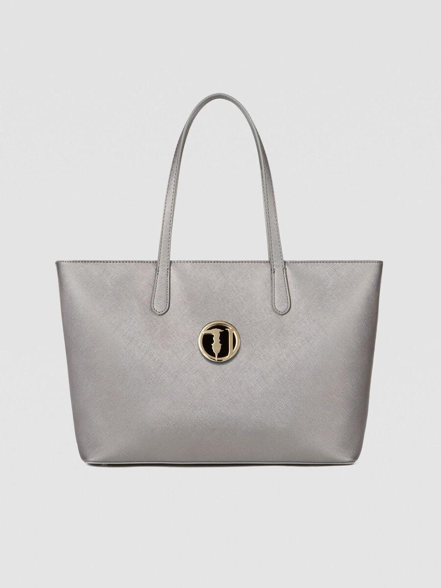 Trussardi Logo - Large saffiano Sophie shopper with logo | Trussardi ®