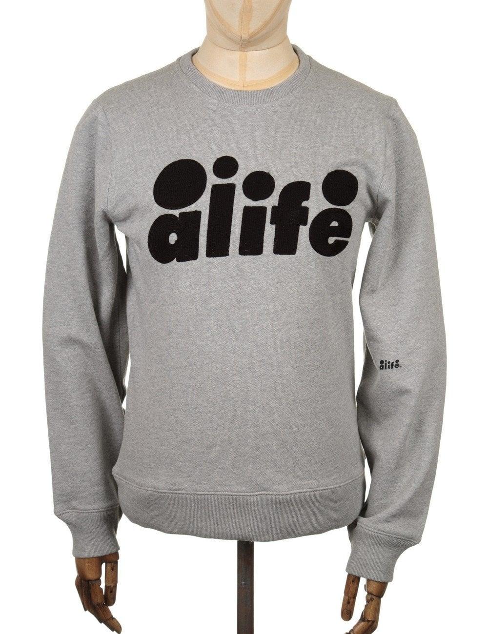 Alife Logo - Alife Logo Chainstitch Sweatshirt - Heather Grey - Clothing from Fat ...