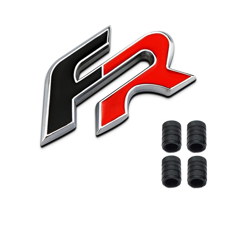 FR Logo - 3D Metal FR Logo Car Badge Emblem Sticker 4Pcs Knurled Style With Plastic  Core Valve Caps for Universal Car Styling