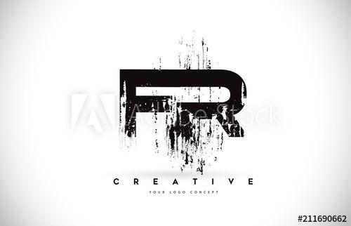 FR Logo - FR F R Grunge Brush Letter Logo Design in Black Colors Vector ...