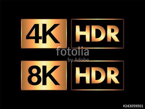 HDR Logo - Gold Ultra HD / HDR 8K And 4K Logo Set Stock Image And Royalty Free