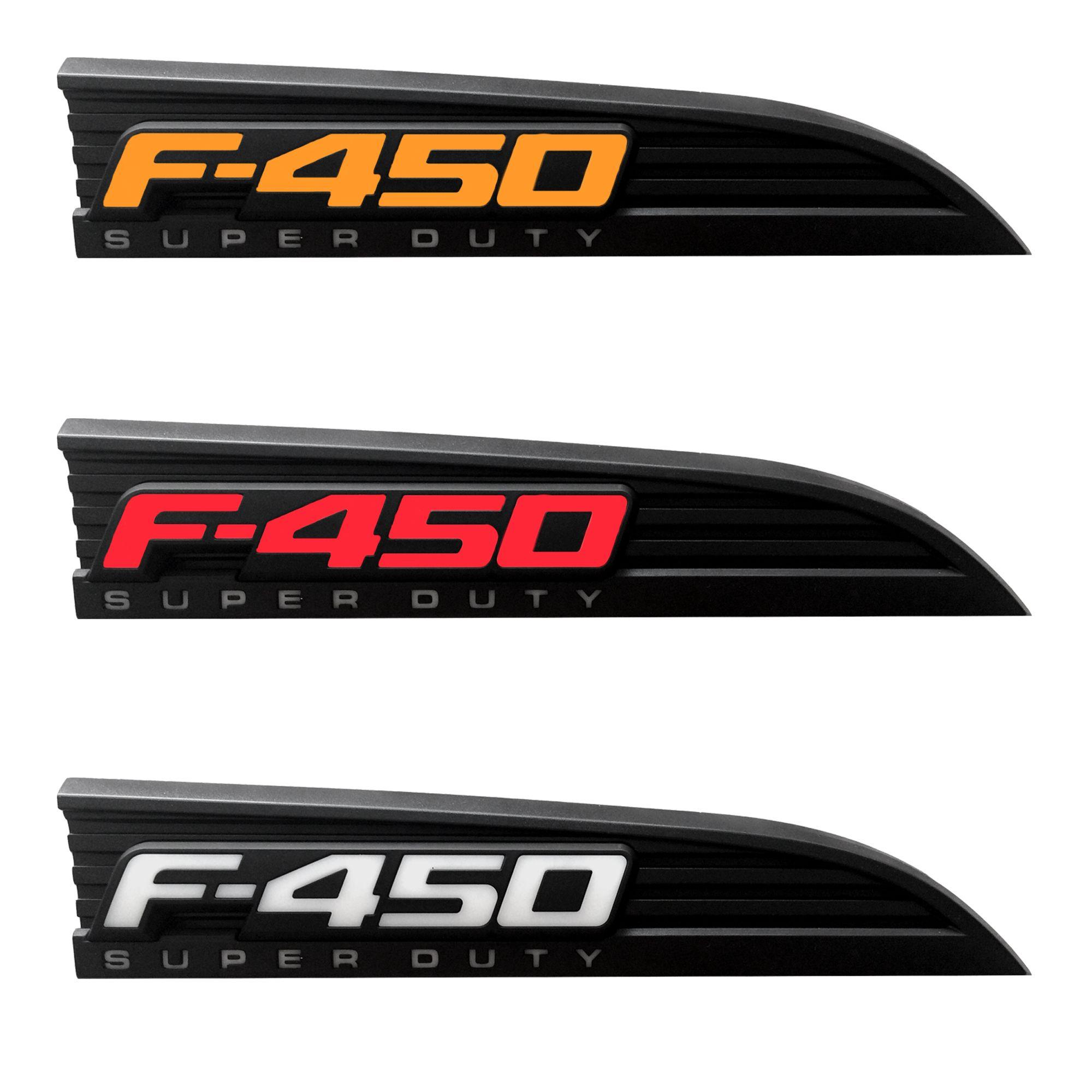 F-450 Logo - RECON 264482BK 11 16 Ford F450 Illuminated Emblems 2 Piece Kit Includes Driver & Passenger Side Fender Emblems In Black Chrome In 3