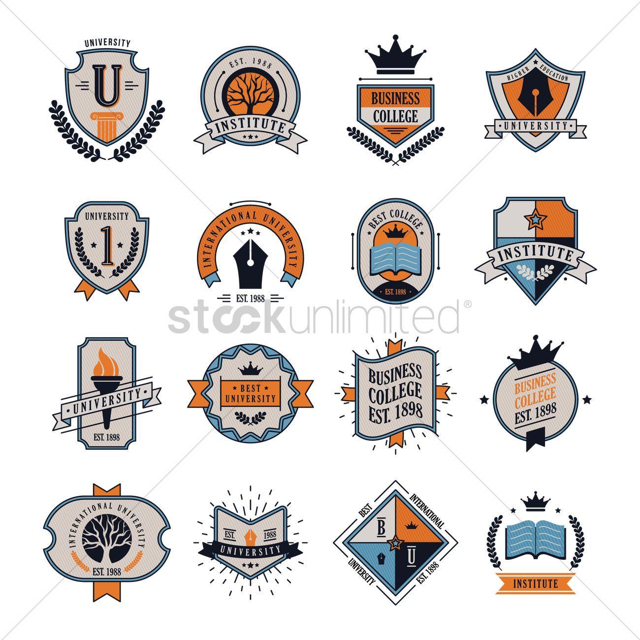 Universiy Logo - Set of university logo elements Vector Image - 1981749 | StockUnlimited