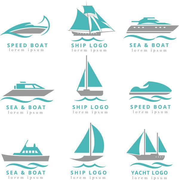 Ship Logo - speed boat with ship and yacht logos vector free download