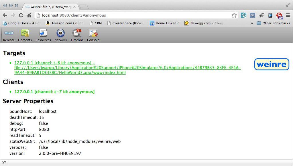 Weinre Logo - Debugging and Testing Using External Tools | Learn Apache Cordova 3 ...