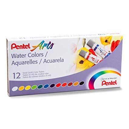 Pentel Logo - Pentel Arts Water Colors, Assorted Colors, 5ml Tubes, 12 Color Set (WFRS-12)
