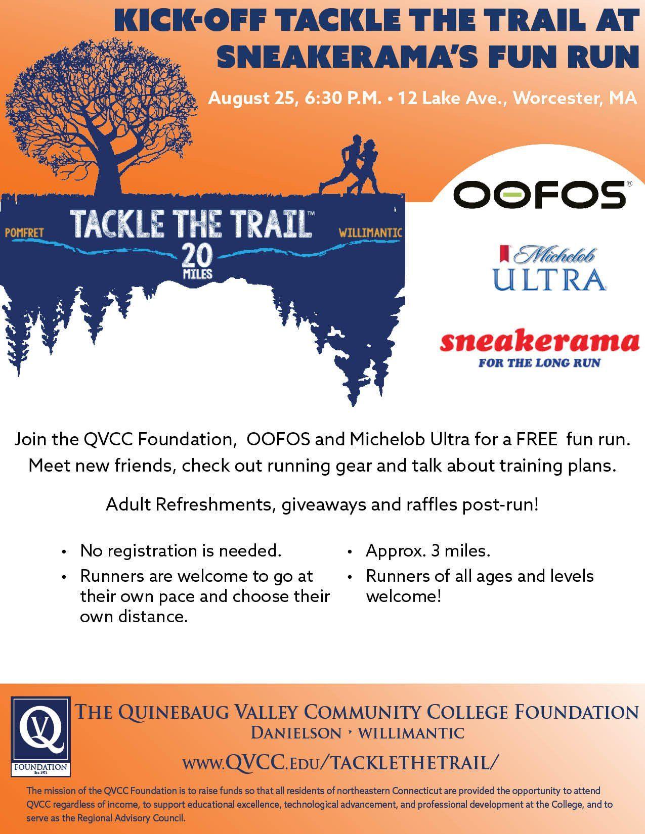 QVCC Logo - Sneakerama Fun Run: A Tackle the Trail Kick-Off Event - OOFOS