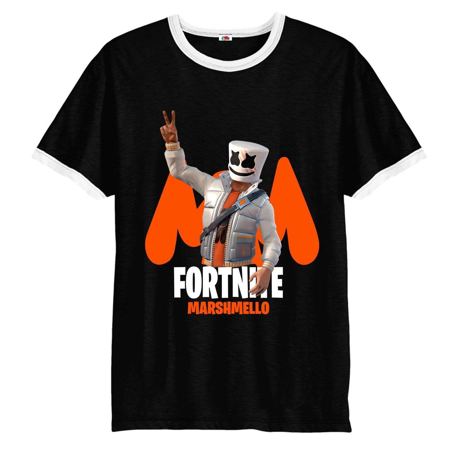 Marshmello Logo - Fortnite Marshmello Logo Victory Gamer Ringer T Shirt, Adult And Kids Inspired Spoof Ringer Top