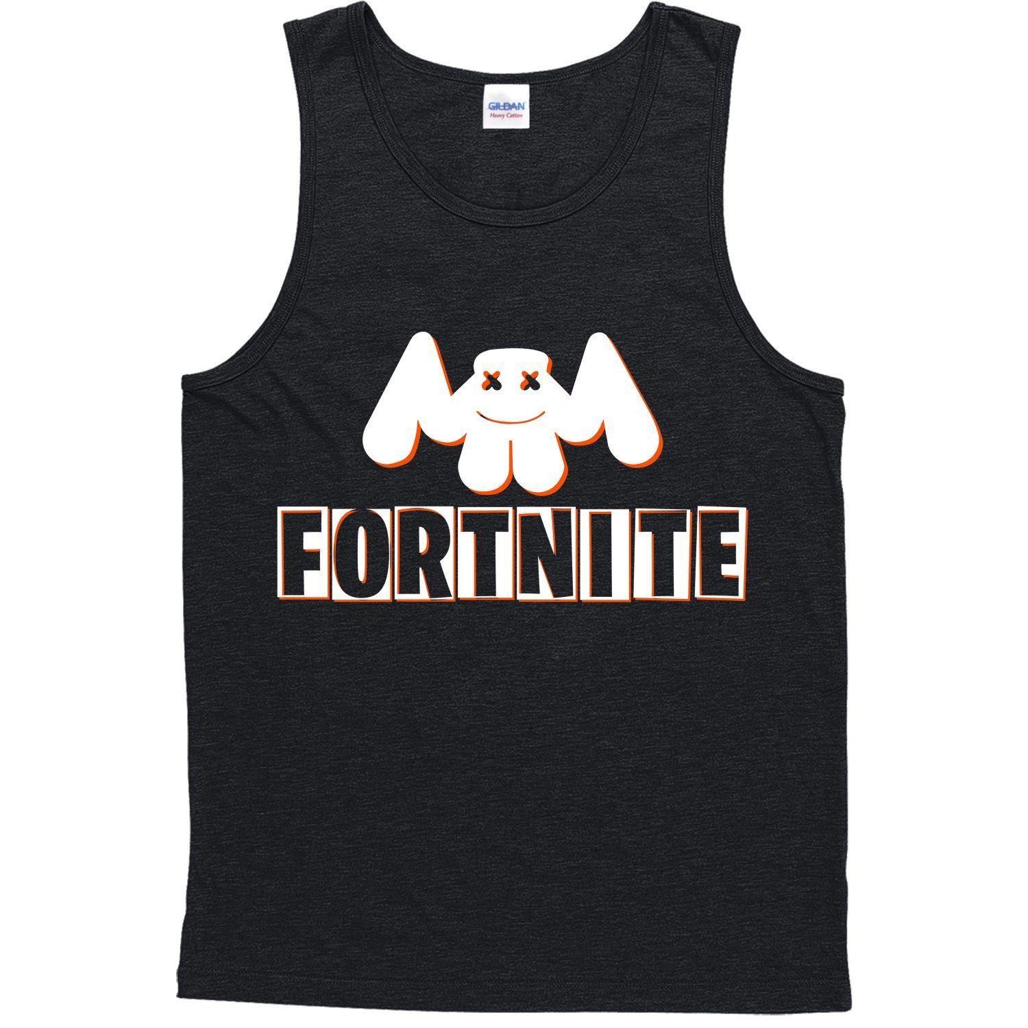 Marshmello Logo - Fortnite Marshmello logo gamer vest, adult and kids inspired spoof Tank top