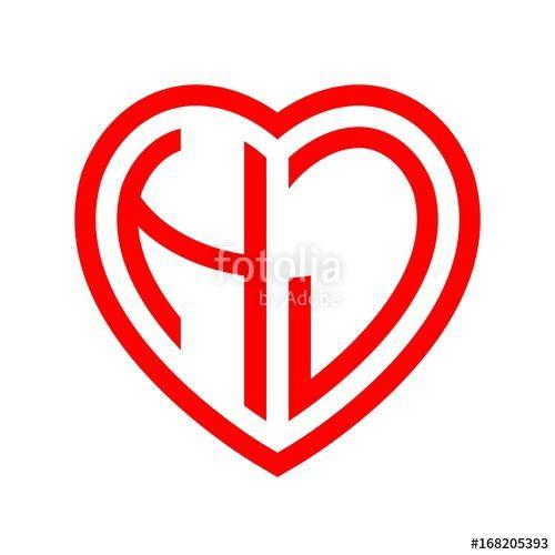 Hj Logo - initial letters logo hj red monogram heart love shape