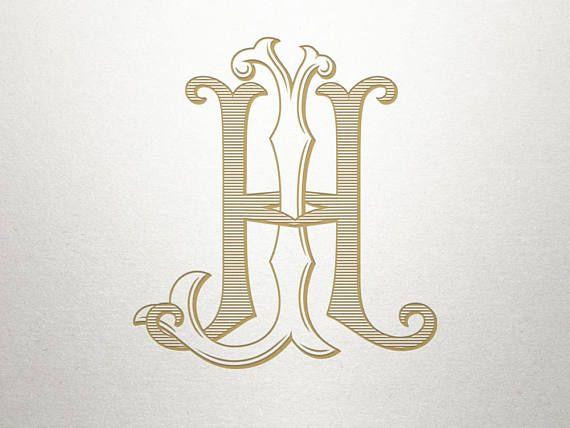 Hj Logo - Vintage Digital Monogram - HJ JH - Digital Monogram - Handcrafted ...