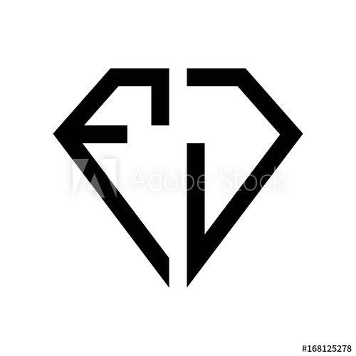 FJ Logo - initial letters logo fj black monogram diamond pentagon shape